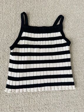 H&M Black and Cream Ribbed Striped Tank